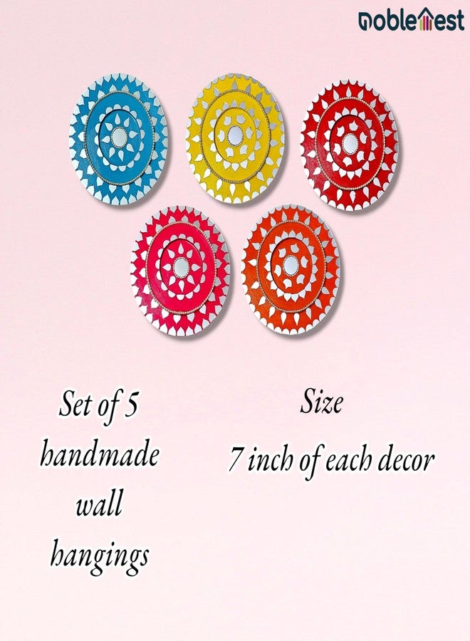 Noblenest Handmade Wall Hangings, Set of 5 Multicolor, Wall Plates for home decoration | Wall decor items for living room I Home Decor I Gift Items for home decoration (Navrang) - Image 5